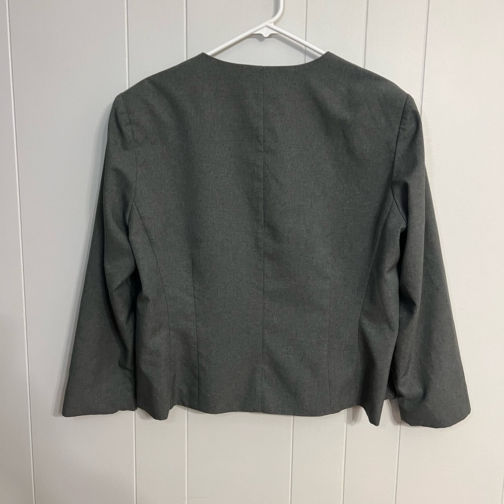 Audrey Gray Blazer Tailored Collarless Design View 3